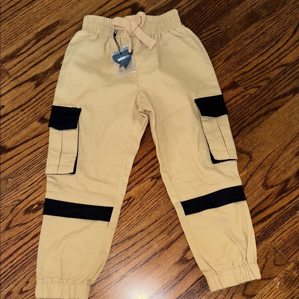 Cat & Jack Tan Joggers with Black Accents